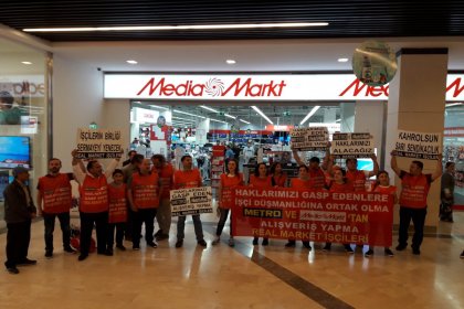 Real Market işçileri haklarını almak için mücadelelerine devam ediyor