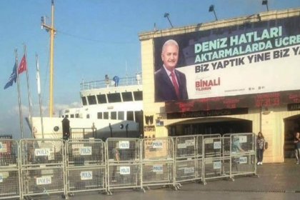 İlçe Seçim Kurulu, Binali Yıldırım'ın Kadıköy iskelesine asılan afişi için kaldırma kararı verdi