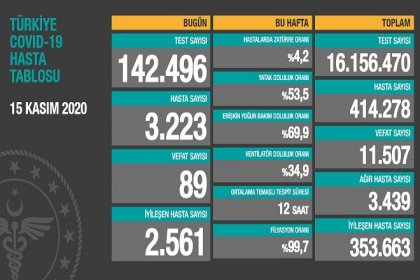 Koronavirüs'ten Türkiye'de 15 Kasım'da 89 toplamda 11.507 kişi öldü