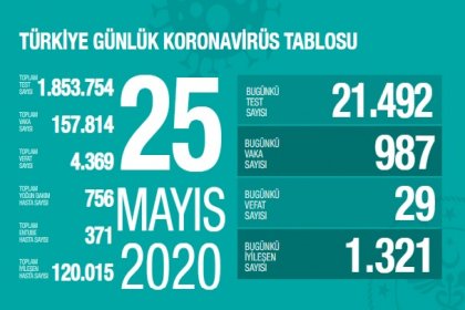 Türkiye'de 25 Mayıs'ta Covid_19'dan 29 toplamda 4.369 kişi öldü