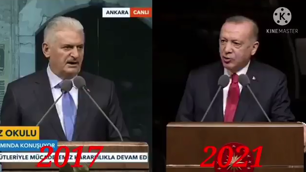 Erdoğan'ın konuşmasını, Binali Yıldırım'ın 4 yıl önce yaptığı ortaya çıktı