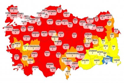 Sağlık Bakanı Koca, İllerimizin risk durumunu gösteren son haritayı paylaştı