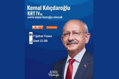 Kemal Kılıçdaroğlu, 7 Şubat Cuma günü 21:00'da KRT TV canlı yayınına konuk olacak